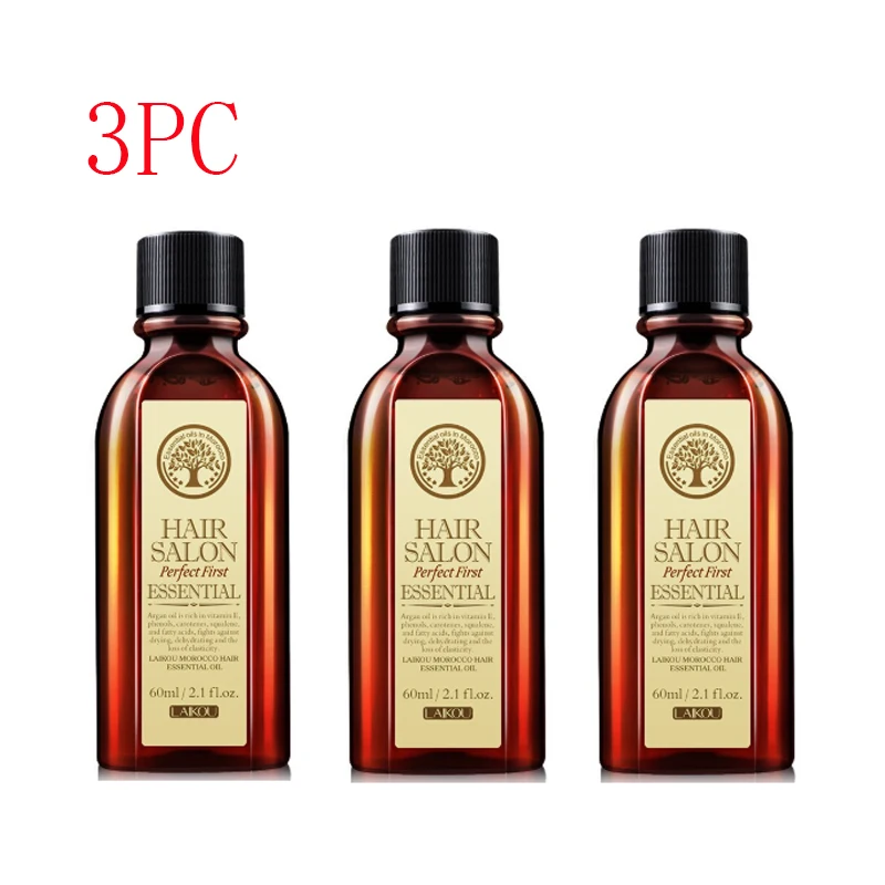 3pcs Pure Moroccan Argan Oil Care Hair & Scalp Treatment Moisturizing