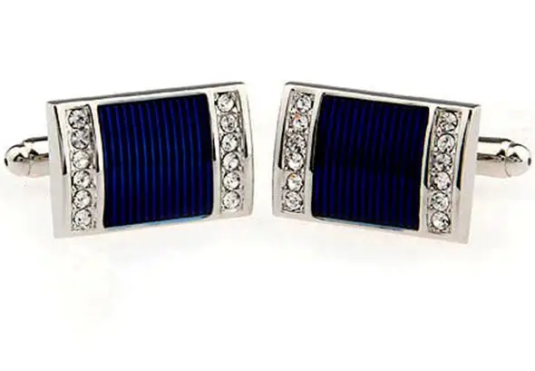 10pairs/lot Enamel Crystal Cufflinks Silver Gunblack Rhinestone Cuff Links Men's Jewelry Wholesale