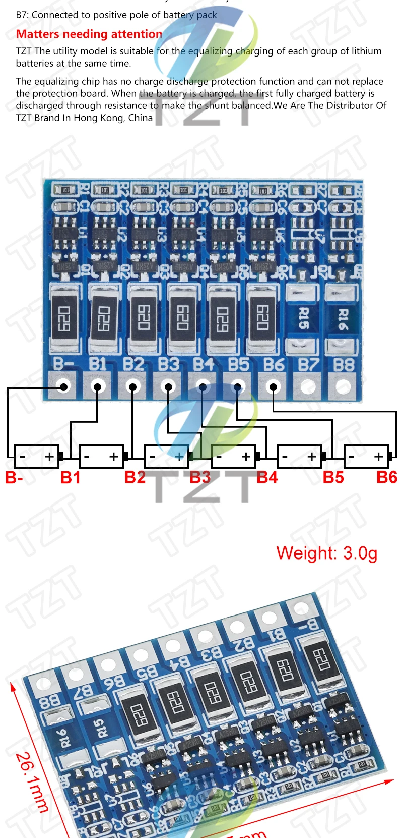 TZT 3S 4S 5S 6S 7S 8S 21V 4,2V Li-Ion-Balanceplatine 18650 Li-Ion-Ausgleichs- und Vollladungs-Batterie mit Ausgleichsfunktion und Schutzschaltung – Detail 11