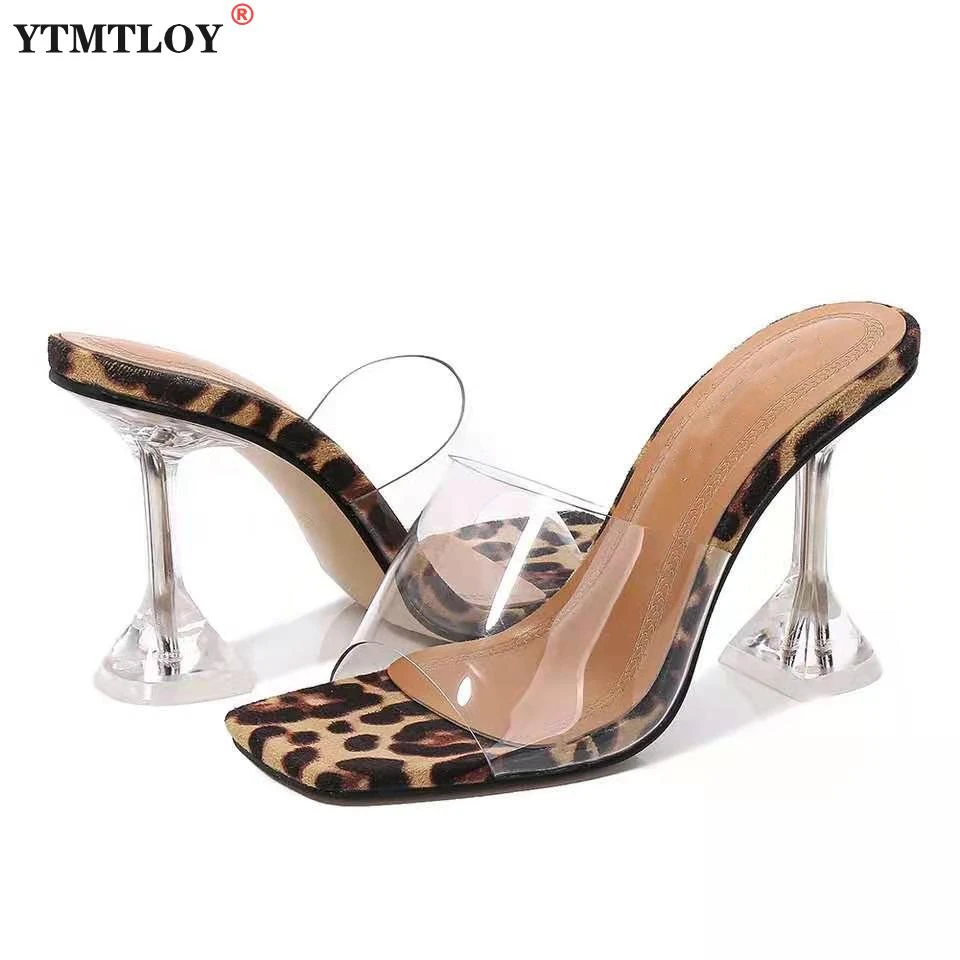 leopard clear heels