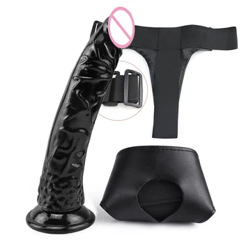 Black Strap On Dildo For Women Sex Tools for Masturbator Big Dick Huge dildo Realistic Sex Toys for Woman Female Masturbation 4