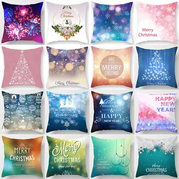 

1Pcs Christmas Fireworks Snowflake Alphabet Pattern 45*45cm Polyester Cushion Cover Decorative Sofa Home Decor Pillowcover 40994