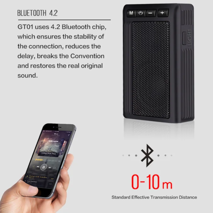 Портативный фонарик Bluetooth динамик водонепроницаемый поддержка tf-карты для наружных прогулочные, скальные GV99