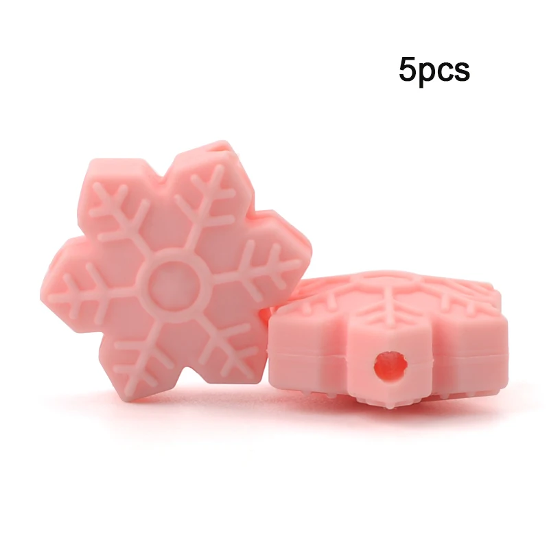 rose quartz LOFCA, 5 шт., силиконовые бусины в виде снежинок, мини силиконовые бусины для прорезывания зубов, BPA, не содержит бисфенол, для ухода за ребенком, цепочка для соски, подарок, сделай сам - Цвет: rose quartz