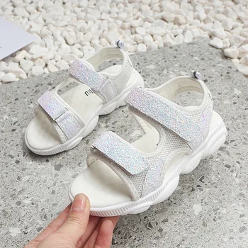 

MHYONS 2020 New Summer Girl Sandals Sequins Children Sandals Kids Leather Beach Princess Sandals For Teen Girls Size 26-36