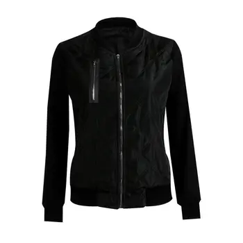 

Autumn Winter Women Bomber Jacket Ladies Assorted color Ziper Jackets Casual Chic Quilted Coat Tops Plus Size