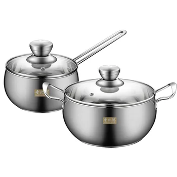 

2PCS Stainless Steel Cookware Set with glass over Electromagnetic Furnace General Korean Double Bottom Pot pots and pans set