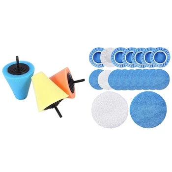 

1 Set Shank Sponge Cone Polishing Foam Pad Wool Buffing Polishing Ball & 1 Set Polishing Pad