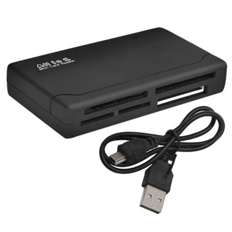 Черный Все в одном USB 2,0 кард-ридер SD TF CF MS Micro SD смарт-кард-ридер для samsung sandisk карты памяти USB SD адаптер - Цвет: Черный