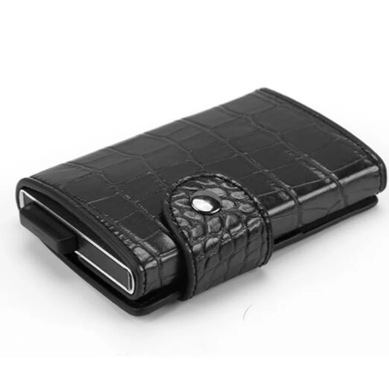 black 03 Rfid кошелек, мужской кошелек, кредитный держатель для карт, блокирующий ридер, замок, банк, держатель для карт, многофункциональная коробка для карт, автоматический всплывающий кошелек - Цвет: black 03