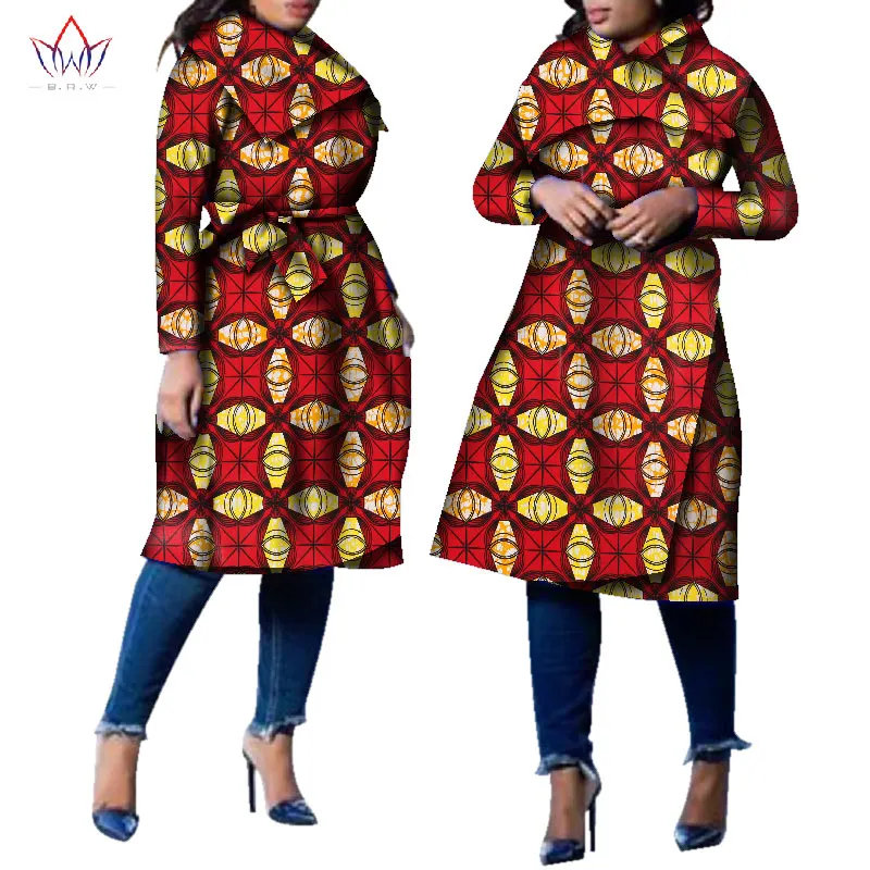 Африканское пальто традиционная модная женская верхняя одежда размера плюс Африканский Базен Riche Дашики отложной воротник тренчкот WY2261 - Цвет: 10