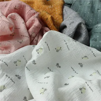 

100x135cm Cotton Double Gauze Print Fabric for DIY Baby Bibs Sweat Towel Cotton Fabrics