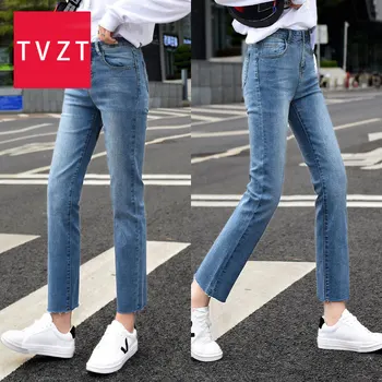 

TVZT 2020 Waisted Fashion Jeans for Women Washed Retro Slim Denim Pockets Cowboy Trouser Plus Size Women High Waist Pencil