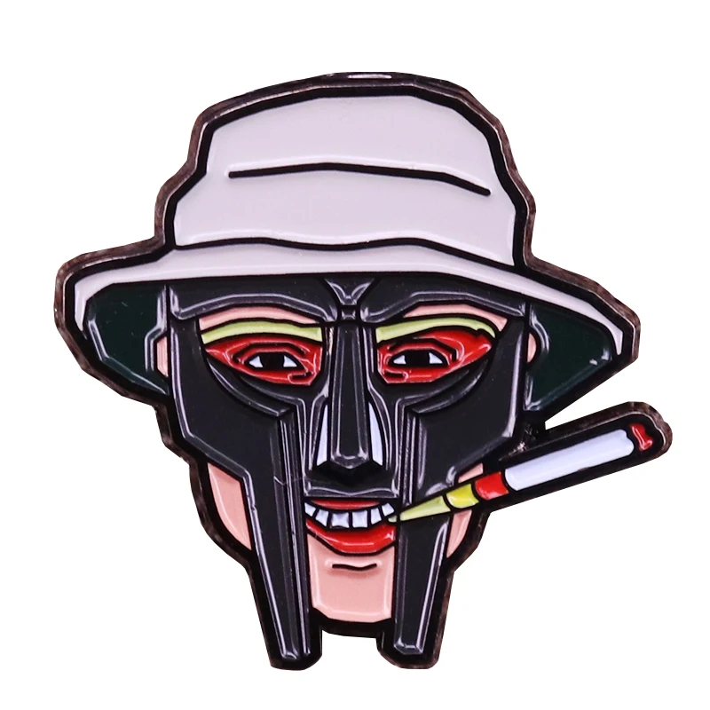 Металл лицо S. Томпсон pin MF Doom Вдохновленный хип хоп фанатские аксессуары