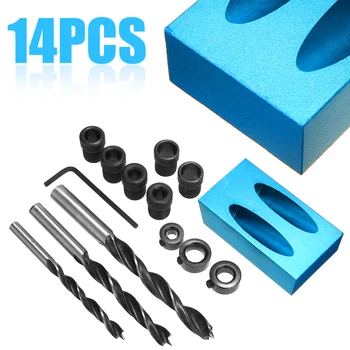 

Woodworking Pocket Hole Screw Jig Set with Dowel 6/8/10mm Angle Drill Set Carpenters Wood Joint Hand Tool For Hardware