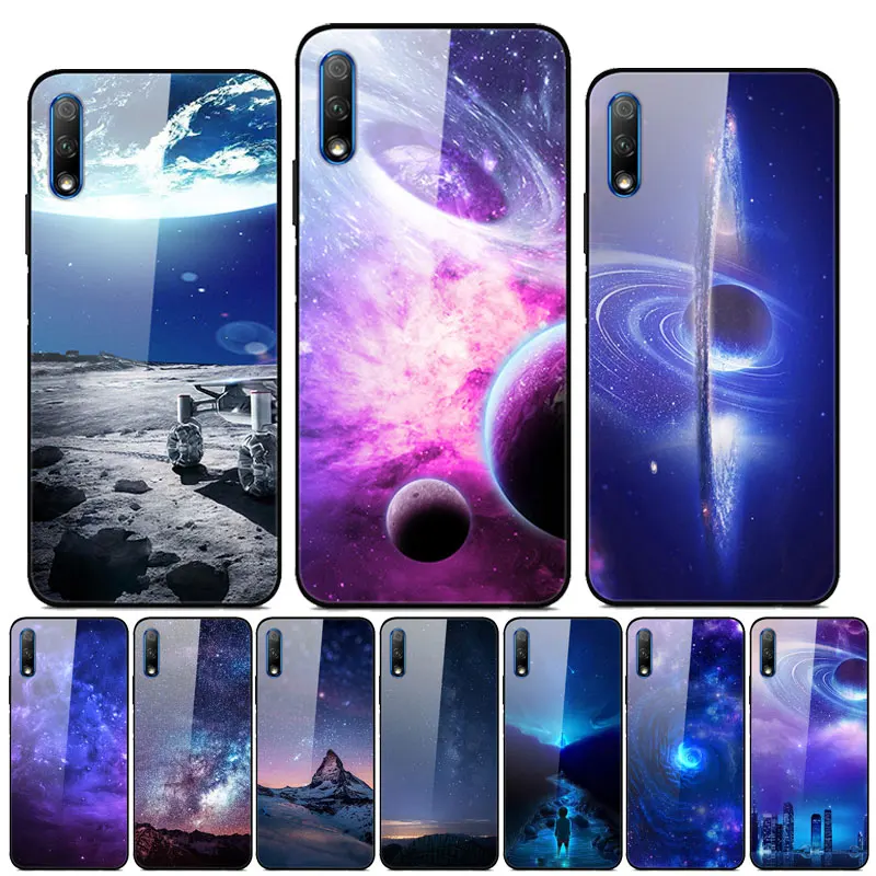 Для huawei Honor 9X чехол закаленного стекла крышка с пространство Распечатать чехол для телефона для Honor 9X силиконовый бампер чехол для huawei Honor9X 9 X
