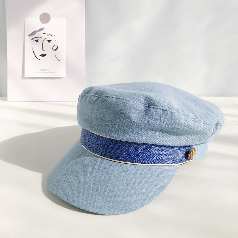blue Винтажная газетная Кепка s, женский берет, модная Осенняя зимняя восьмиугольная кепка, шапки, стильный артист, живописец, Черный берет, шапки - Цвет: blue