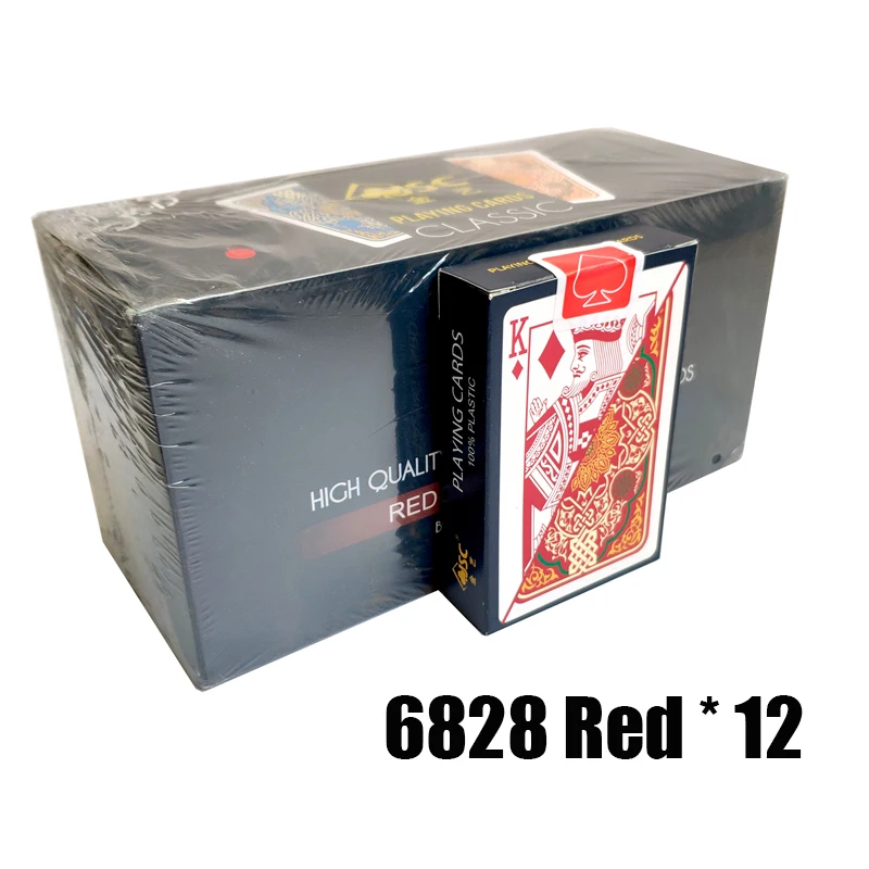 6828 Red 12 Deck 1 коробка/12 колода качество водонепроницаемый ПВХ пластиковые игральные карты набор тренд покер классические фокусы белый покер карты коробка-Упакованные - Цвет: 6828 Red 12 Deck
