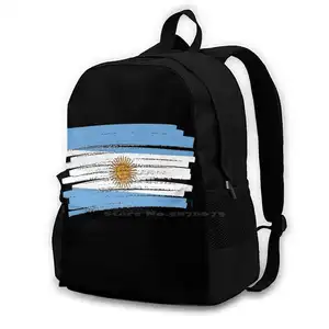 Argentina Grunge Flag Design Large Capacity School Backpack Laptop Travel Bags Argentina Friend Womens World Kids Grunge Hockey