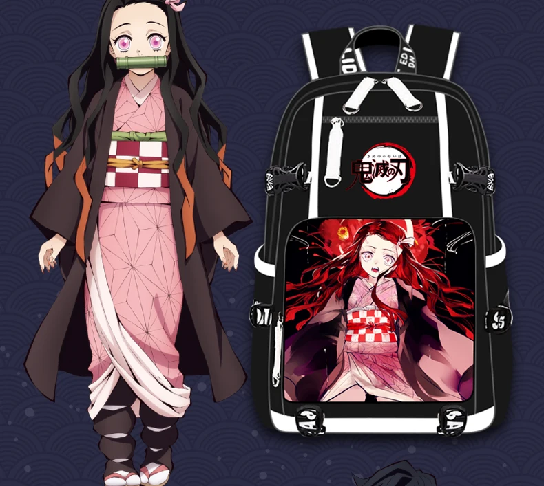 Сумки для ноутбука с зарядкой от usb, аниме, Demon Slayer: Kimetsu no Yaiba, Школьный Рюкзак Для Путешествий, сумка для книг, рюкзак для подростков, студентов, мужчин