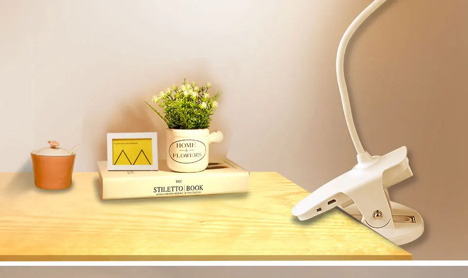 Портативный Клип на светодиодный Настольный светильник USB Перезаряжаемый с затемнением настольная лампа для ночного чтения тату-дизайн ногтей Красота туалетный столик свет