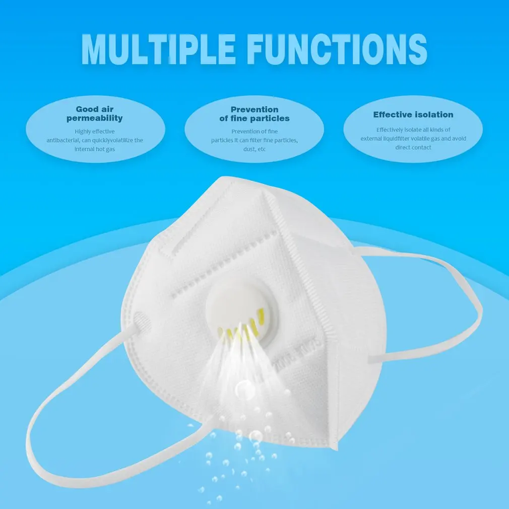 

new 1/5/10/50/100PCS 5-layer KN95 civilian mask with breathing valve filter High efficiency filtration 3D fitting design filter