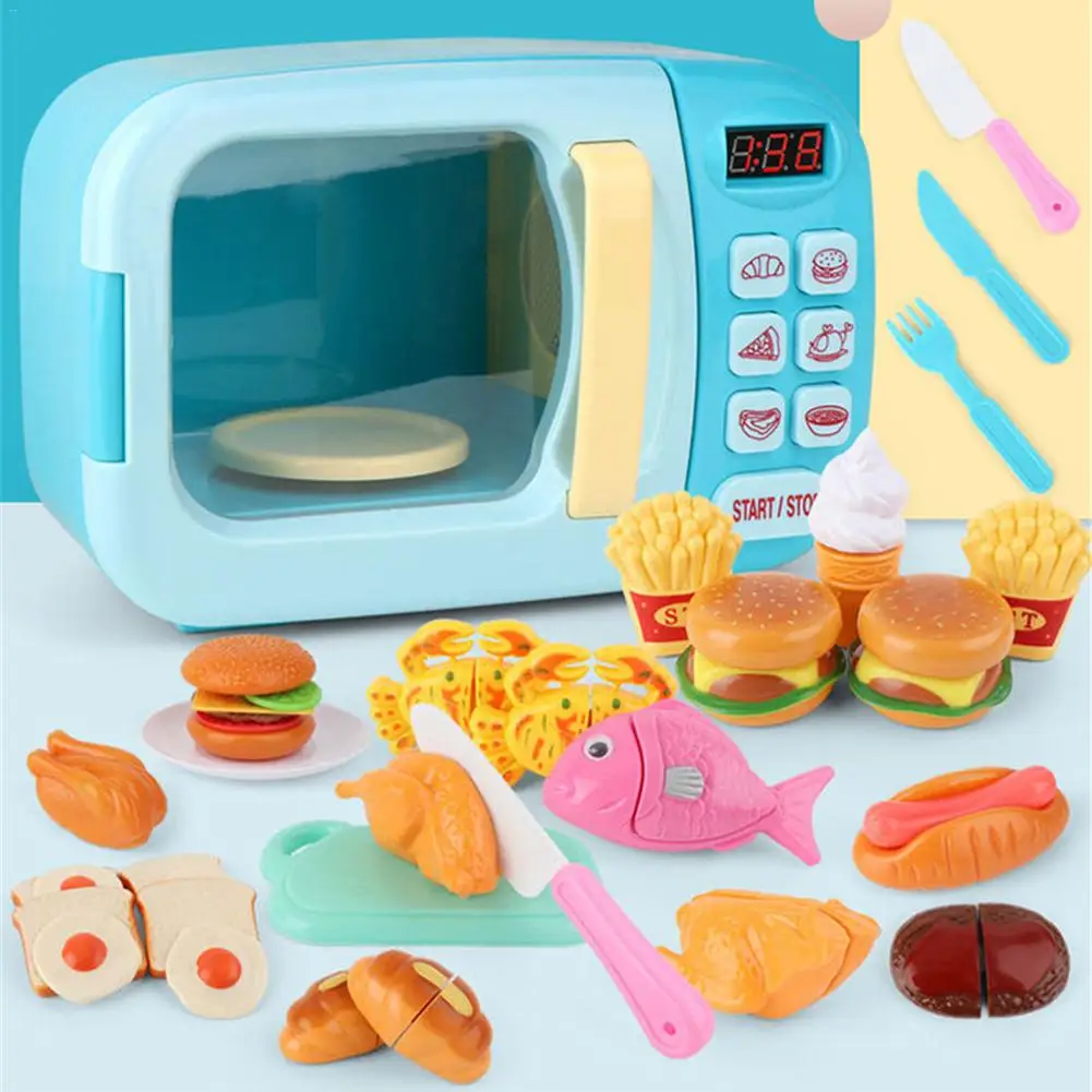 Кухонные Игрушки, игровой набор для микроволновой печи, электрический набор для моделирования времени, кухонная посуда, ролевые игры, набор для детского подарка на день рождения