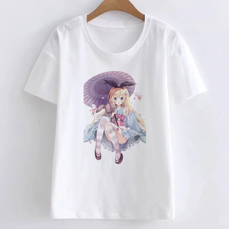 Милые аниме, мультипликационный персонаж, женская футболка с принтом, Новое поступление летней японской одежды, футболка Kawaii, модные топы - Цвет: 2905