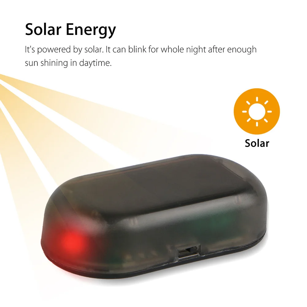 Sunnymal Fake Solar Car Alarm Led Light Auto Security System Anti Theft Flash Blinking Warning Lamp 