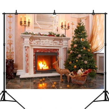

Christmas Tree Candle Decoration Scene Baby Photography Backgrounds Customized Photographic Backdrops For Photo Studio