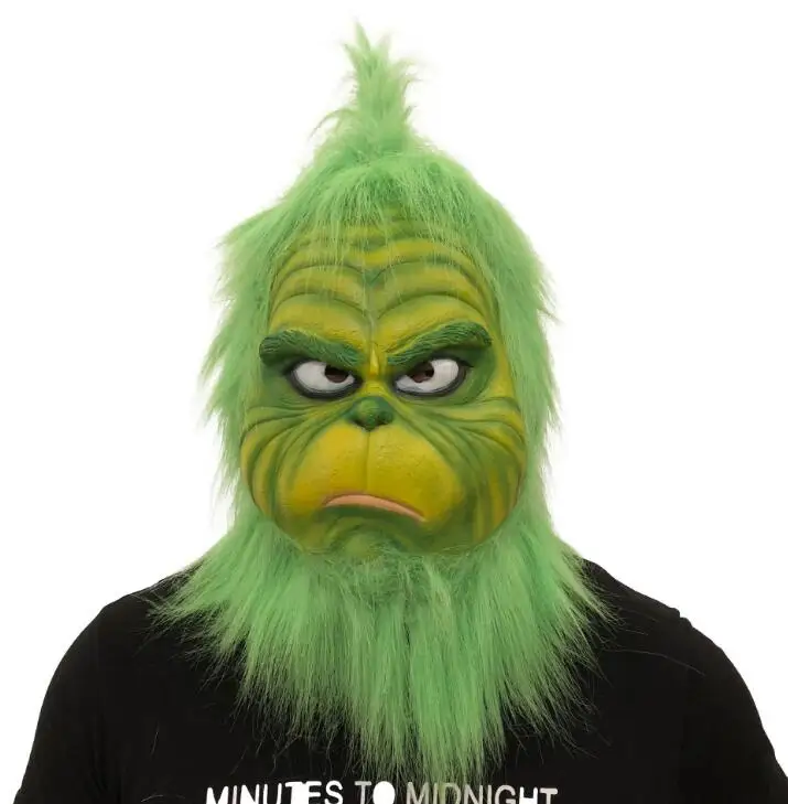 Рождественские вечерние латексные маски Grinch для костюмированной вечеринки в стиле Санта-Клауса