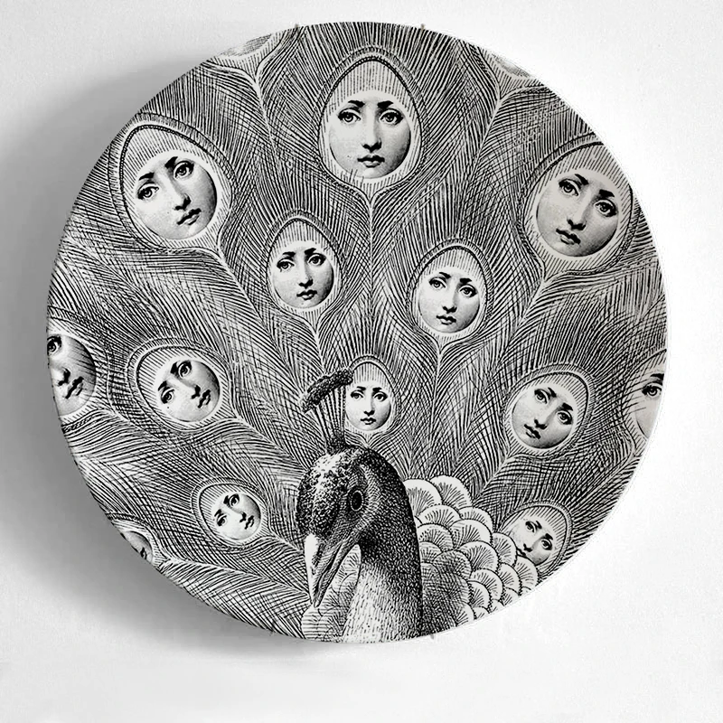 Европейский Миланский стиль Великолепные Редкие тарелки Fornasetti Lina лампочка лицо rosenthal Piero Fornasetti настенные декоративные 8 дюймов - Цвет: 18