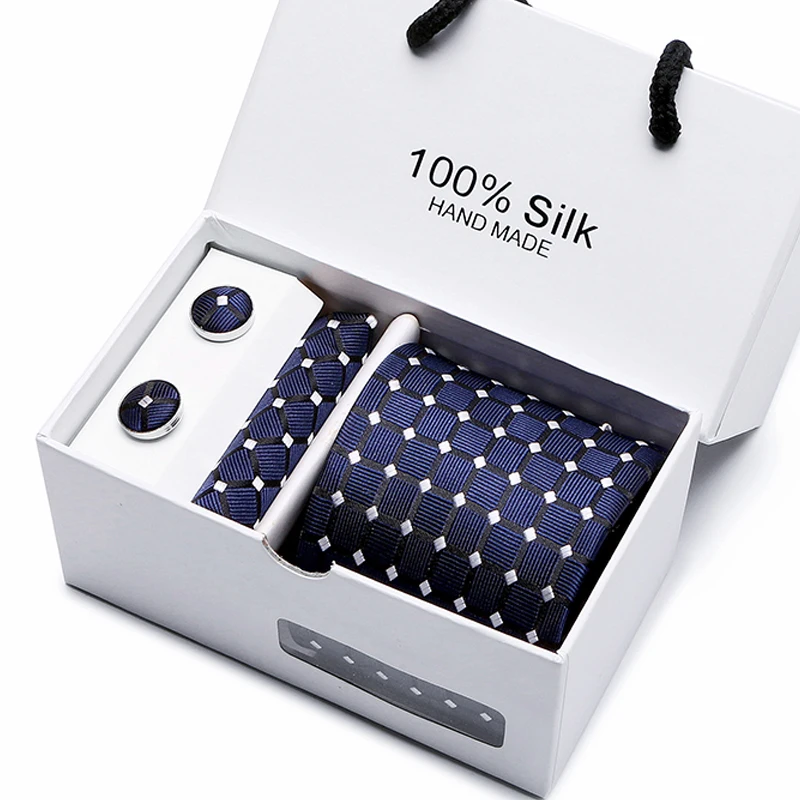 Designer Silk Men's Ties Stripe Flower Necktie 7.5cm Polyester Jacquard Necktie Set Accessories Cravat Wedding Party - Color: SB11