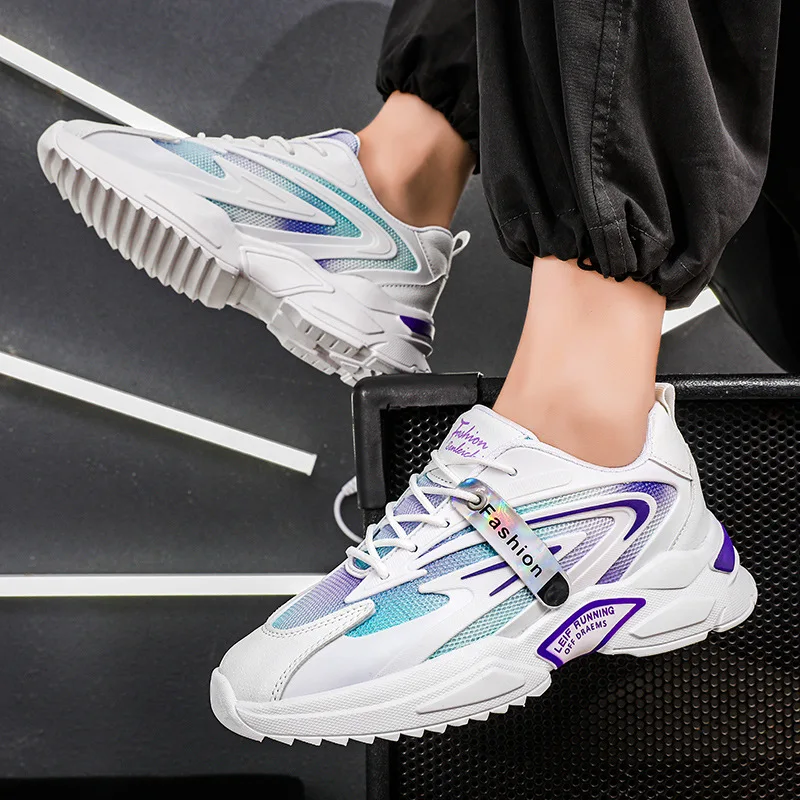 

Fashion Men Sneakers Mesh Casual Shoes Lace-Up Mens Running Shoes Lightweight Vulcanize Shoes Platform Male Walking Sneakers