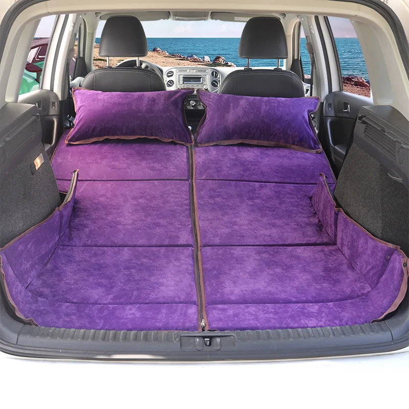 Замшевая Нескользящая Надувная складная матрац, задняя часть внедорожника, специальная кровать для путешествий, Автомобильный задний Универсальный спальный матрас - Цвет: purple