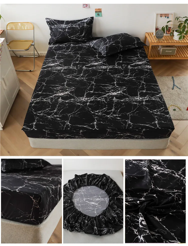 Description Picture 5 of item1pcs 100%Polyester Printed Fitted Sheet Mattress Cover Four Corners With Elastic Band Bed Sheet