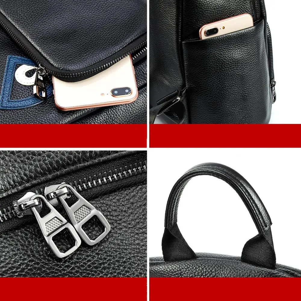 BISON DENIM Genuine Leather Women Backpacks Female Shoulder Bag Travel Ladies Bagpack Mochila iPad School Bags For Girls B1835