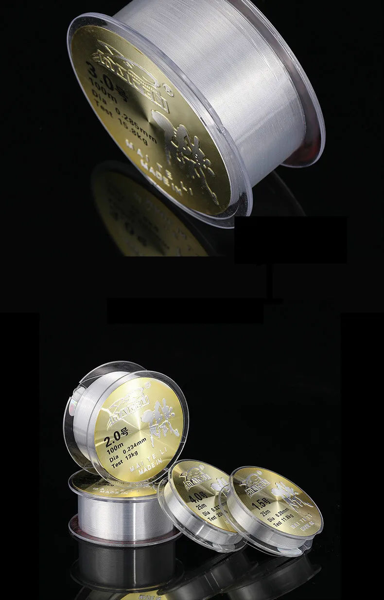 2pcs/lot Strong Pull Nylon Fishing Line 100m 25m Fishing Rock Lure Line Super Strength Wear Resistant Taiwan Fishing Lines Pesca