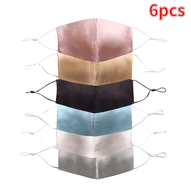 Silk Mask 6PCS Satin Cloth Mouth Summer For Men And Women Ultrathin Double-deck Elastic Earband Masque Sunscreen masque#M | Красота и