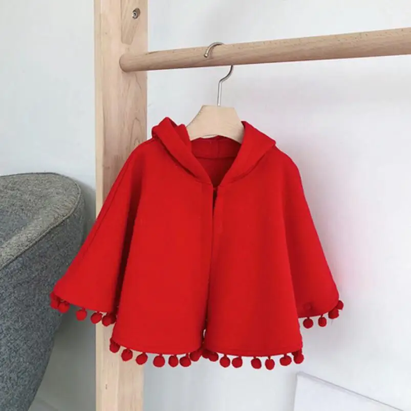 Autumn Winter Baby Toddler Cloak Clothes Girls Coat Jacket Solid Color Kids Coats And Jackets Cardigan Children Cape Outerwear | Детская