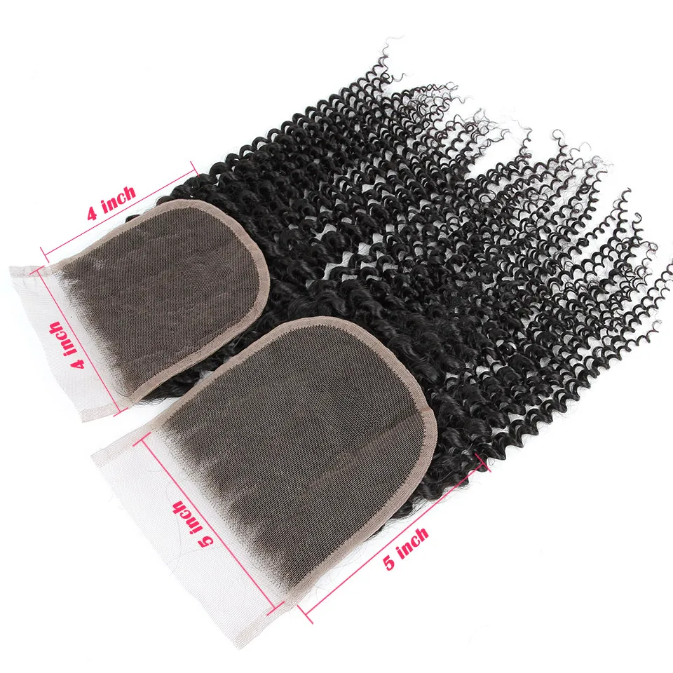 Koop YVONNE Kinky Krullend 5x5 Vetersluiting 100% Menselijk Haar Sluiting Braziliaanse Virgin Hair Gratis Deel Natuurlijke Kleur