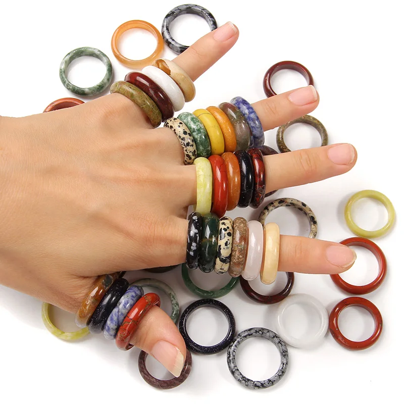 Wholesale Stone Ring Jewelry Jasper Gemstones Finger Rings For Women