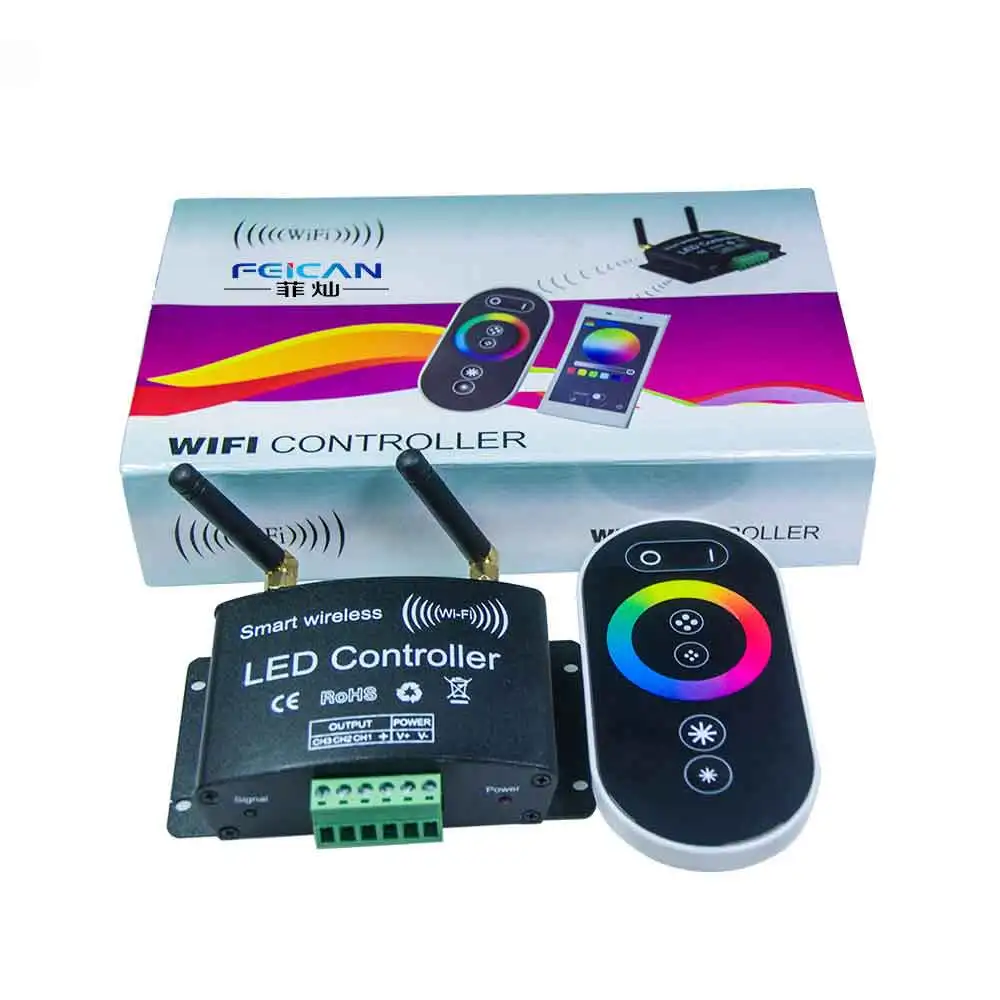 DC12-24V Wifi Пульт дистанционного управления светодиодный RGB пульт управления сенсорный контроллер с радиоуправлением 3 канала на Android/IOS приложение для SMD5050 3528 RGB светодиодная лента - Цвет: Черный