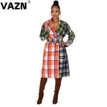 VAZN, высококачественный классический сексуальный комбинезон в клеточку с длинным рукавом, на шнуровке, тонкая верхняя одежда