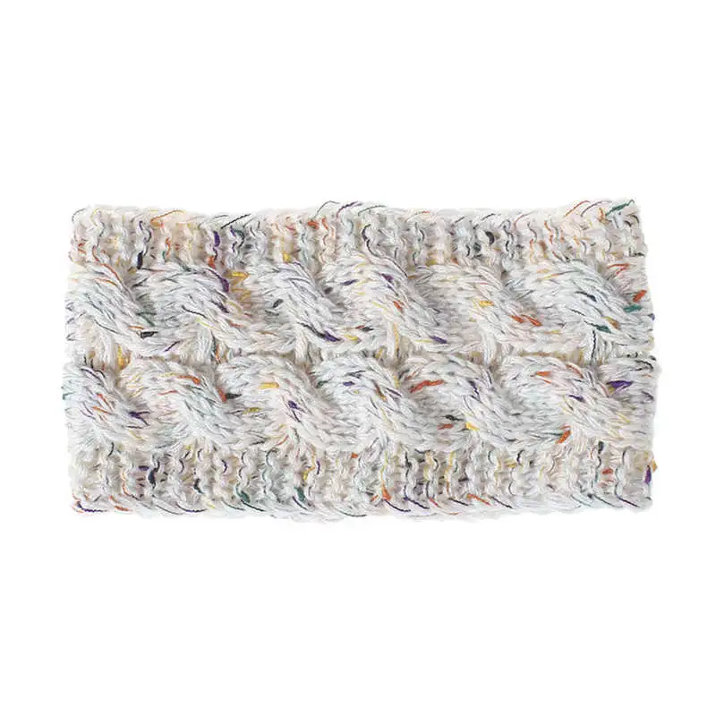 Cream Colored Yarn Весенне-зимняя теплая повязка на голову с ушками для женщин, вязанная повязка для волос, эластичная чалма широкие аксессуары для волос - Цвет: Cream Colored Yarn