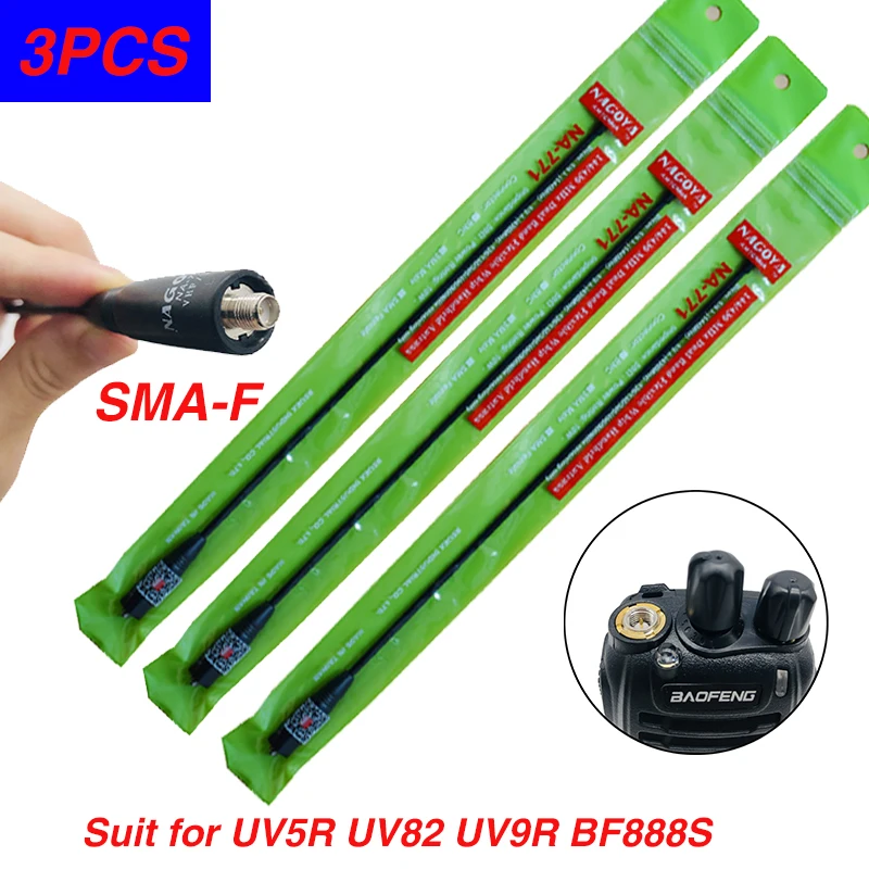 3PC SMA-F NAGOYA NA-771 антенна SMA-F женский na771 Двойной диапазон УВЧ, свч для Kenwood Baofeng UV-5R UV-82 BF-888S двухстороннее радио CB Ham радио - Цвет: 3PC SMA-F