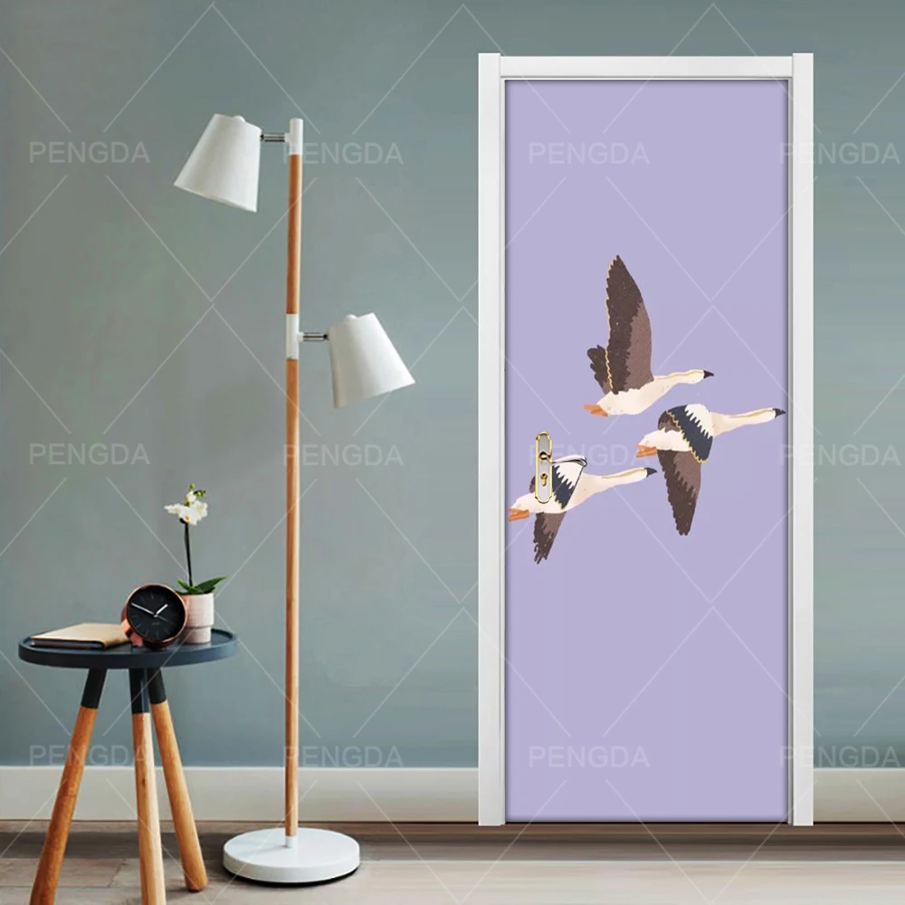 Водонепроницаемый ремонт ПВХ обои домашний декор DIYPrints животное птица картина дверь наклейка самоклеющаяся у входа в спальню наклейка