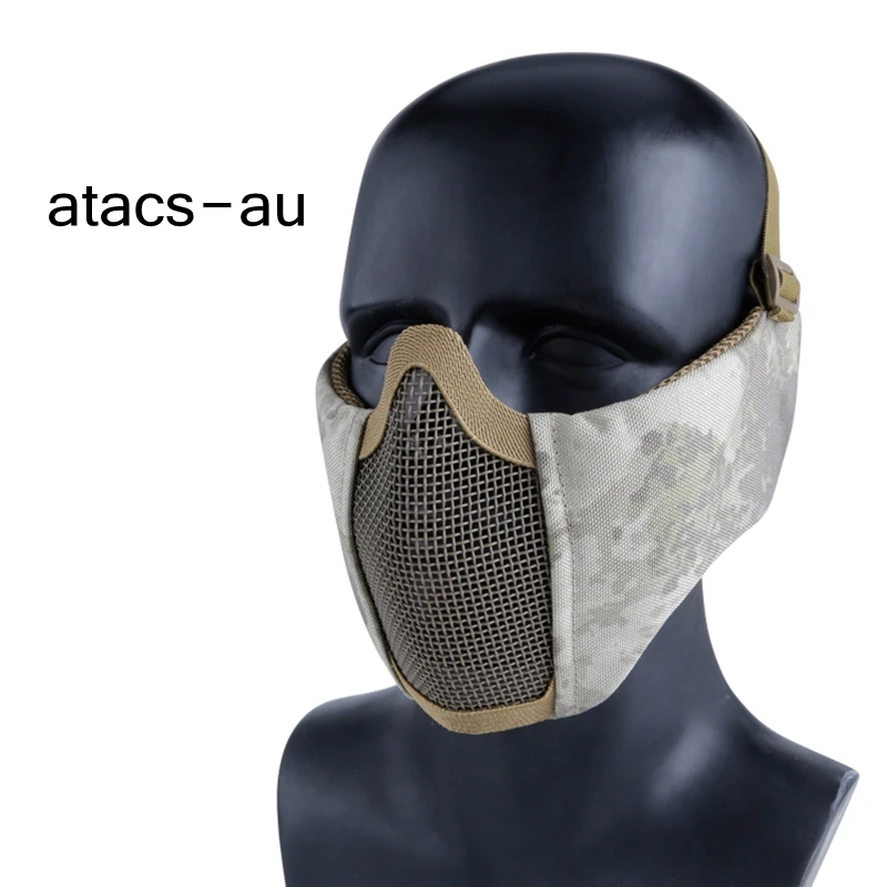 atacs-au Тактическая Маска для пейнтбола на открытом воздухе, для игры CS, страйкбола, охоты, армейские маски для мужчин, для стрельбы, армейские маски с защитой от ушей - Цвет: atacs-au