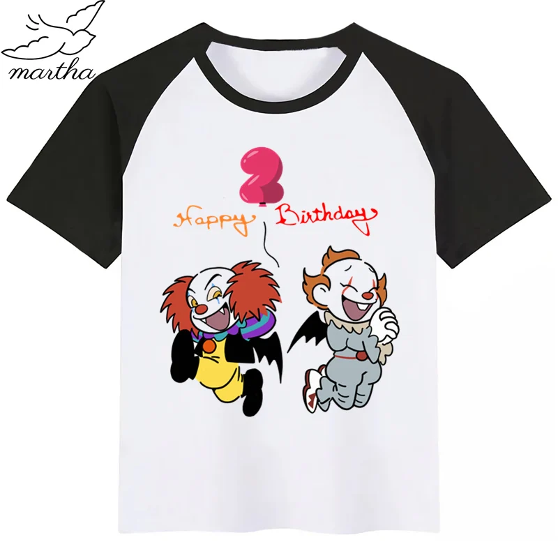 

It DIY Birthday Number Boys T-Shirt It Joker Print Kids Clothes Boy Tops Children Clothing Party Tee Shirts