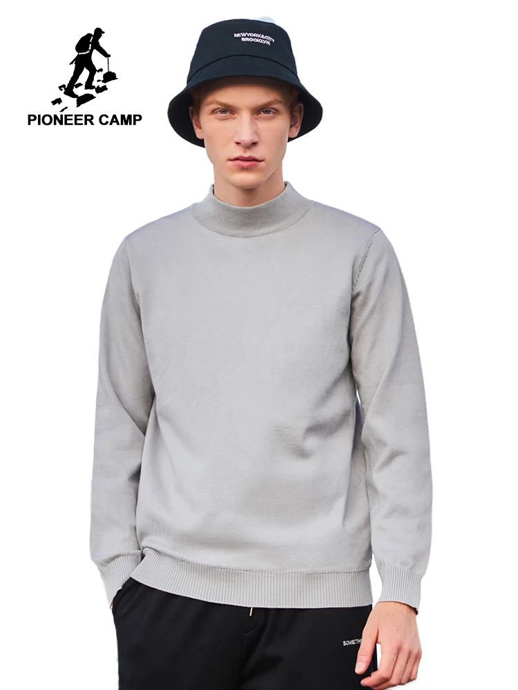 Best Price Pioneer Camp brand Autumn Winter Sweater Turtleneck Men Black Gray Solid Color Causal Streetwear Pullovers Male AMS902274